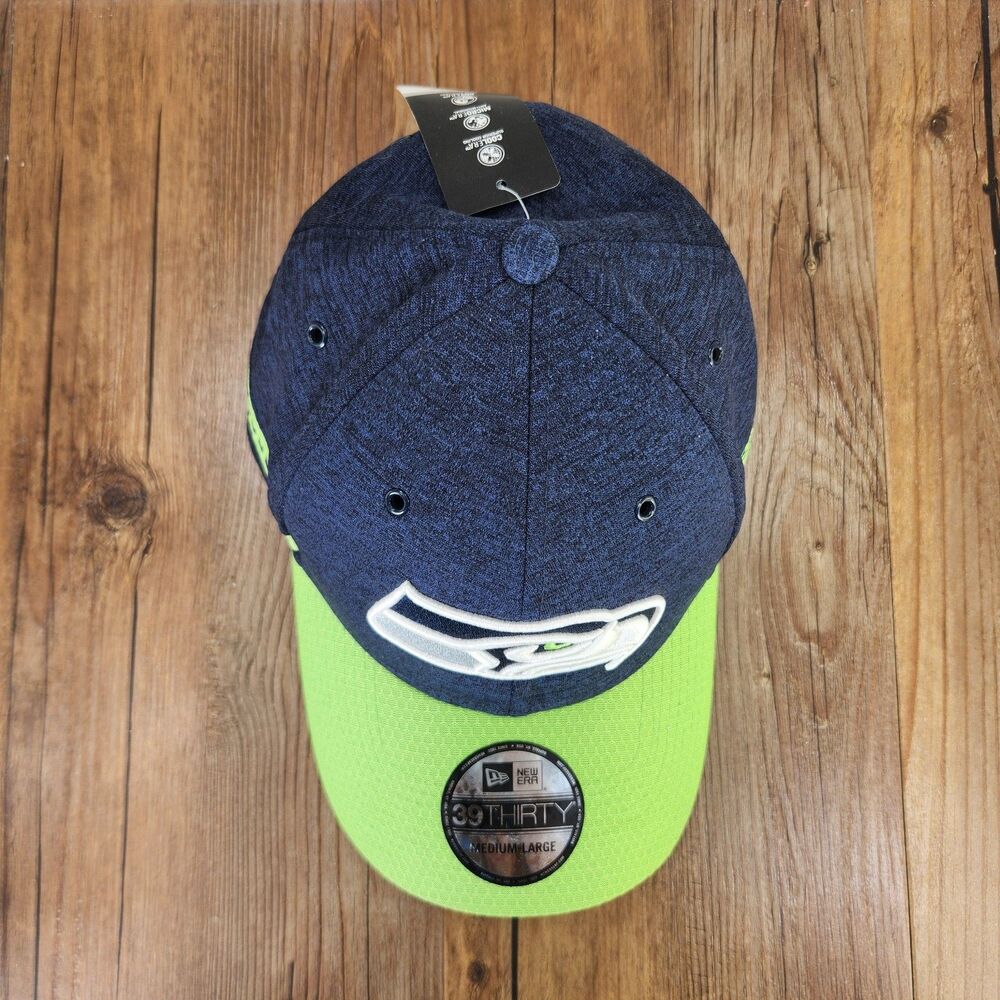 New Era 39thirty Seattle Seahawks Fitted Ball Cap Heathered Blue Green M/L Hat - Picture 7 of 12